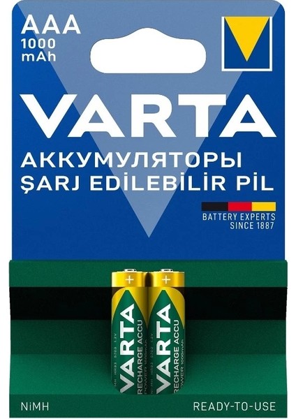 Varta Nı-Mh 1.2V 1000 Mah HR03 Aaa Şarjlı 2li Ince Kalem Pil