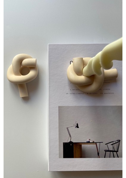 2'li Knot Şamdan Mumluk Beton Bej