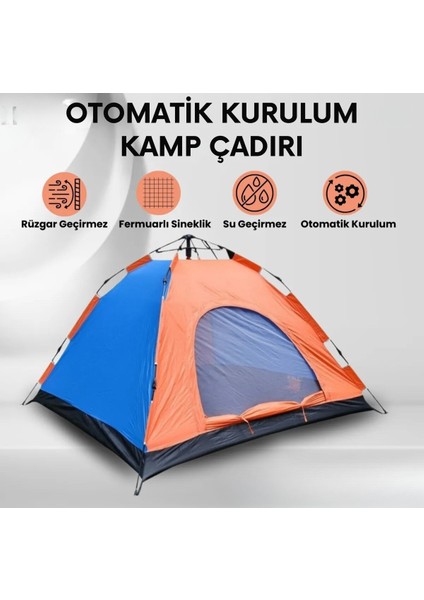 6 Kişilik Otomatik Kurulum Kamp Çadırı Su Geçirmez 220X250X165 Tam Otomatik