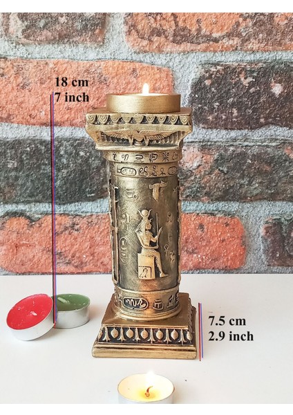 Antik Mısır Sütun Şamdan Mumluk (Reçine)