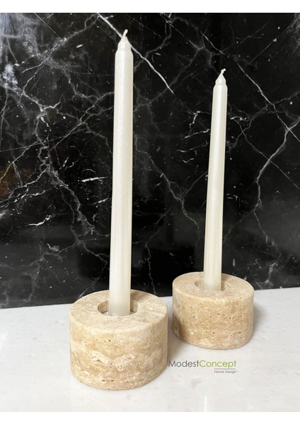 Doğal Traverten Mumluk, Mermer Mumluk, Mermer Tealight, Mumluk 2 Adet, Yuvarlak Mermer Şamdan fiyatları