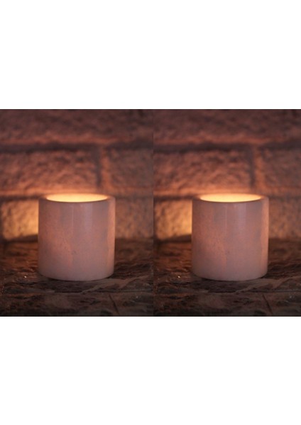 2li Mumluk Doğal Mermer Mumluk Şamdanlık Dekoratif Mumluk Beyaz