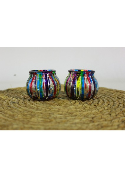 Vitray Desenli Cam 2'li Mumluk