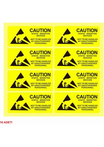 10 Adet Antistatik Uyarı Etiketi Elektrostatik Elektrik Esd Ikaz Caution Dikkat Yapışkan Stiker fiyatları