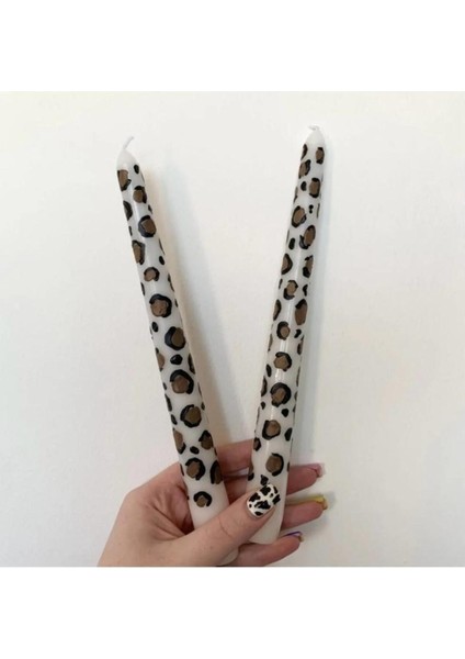 2025 Yılbaşı 2 Adet Leopar Şamdan Mum Candlestick Candle New Year Christmas