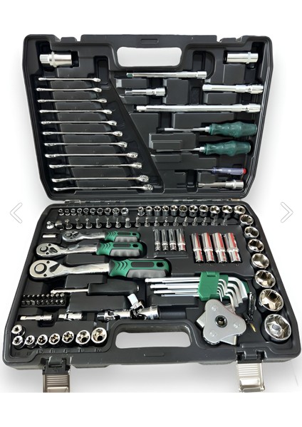 72 Diş Eğik Cırcır 121 Parça Lokma Takımı Oto Tamir Set 1/2-3/8-1/4