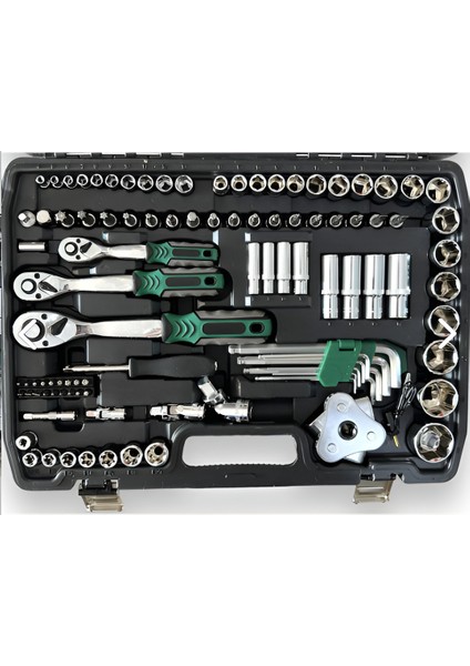 72 Diş Eğik Cırcır 121 Parça Lokma Takımı Oto Tamir Set 1/2-3/8-1/4