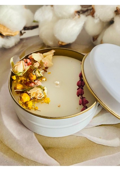 Meditasyon Mumu Çiçek Notalı Metal Teneke Kutu