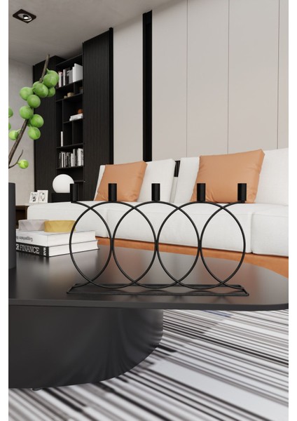 Metal Siyah Double Geometri 45 cm Masaüstü Şamdan Mumluk Dekoratif Mumluk Paslanmaz Ev Dekorasyon fırsatları