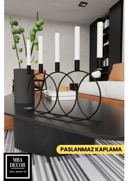Metal Siyah Double Geometri 45 cm Masaüstü Şamdan Mumluk Dekoratif Mumluk Paslanmaz Ev Dekorasyon indirimleri