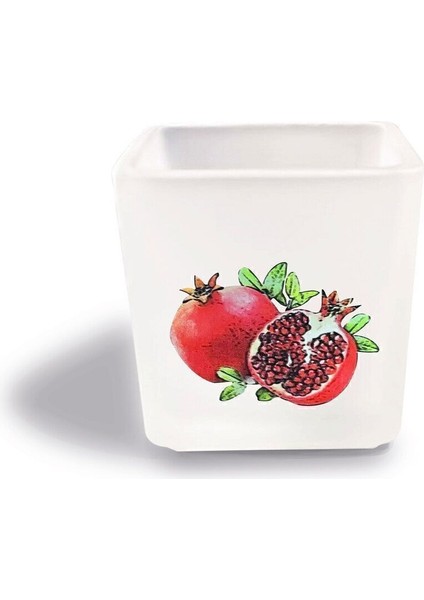 Dekoratif Buzlu Cam Mumluk Nar Desen 8x8 cm (2 Adet)