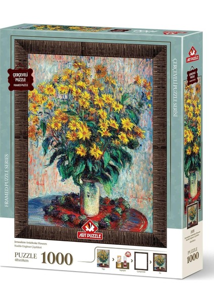 Puzzle Kudüs Enginar Çiçekleri, Claude Monet 1000 Parça Çerçeveli Puzzle