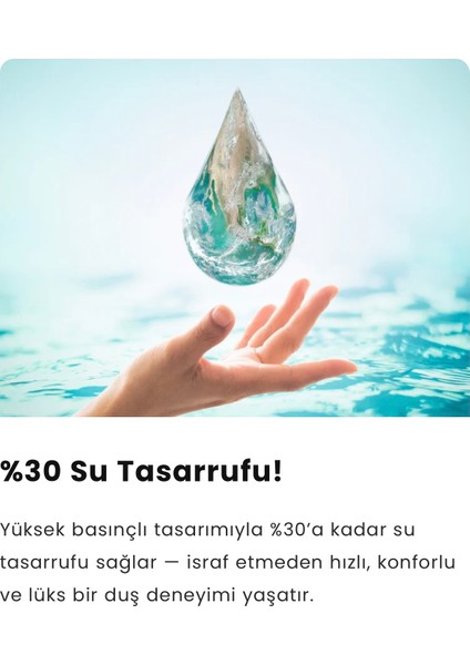 Kireç Önleyici Özellikli 20 Li Yedek Filtreli Masaj Özelliği Olan Siyah Su Tasarruflu Duş Başlığı