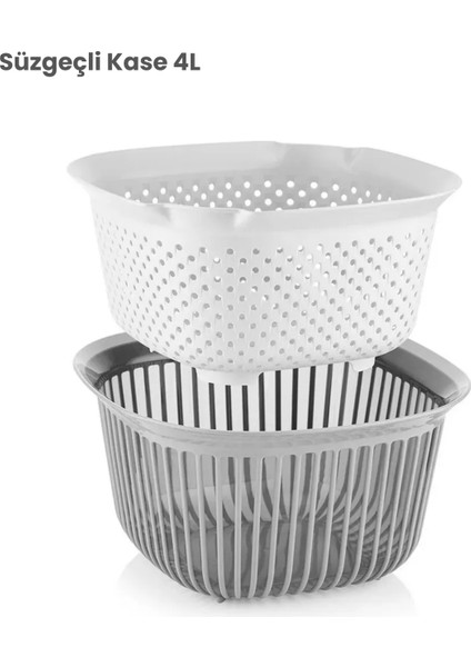 Süzgeçli Kase 4 Litre, Süzgeç Pirinç Süzgeci, Makarna Süzgeci, Çok Amaçlı Süzgeç & Kase