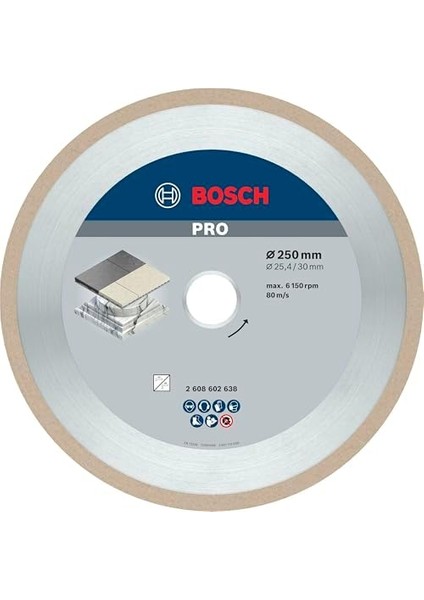 En Iyisi 2608602638 Için 10 Mm, 2,4 x 30/25,40 x 250 x Diski Seramik, Elmas Kesme Yeni
