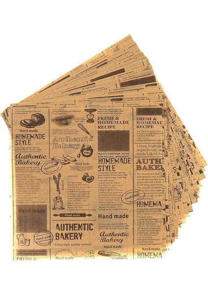 Vintage Kendinden Desenli Sunum Kağıdı, Yağlı Kağıt, Gıda Servis Kağıt 50 Adet
