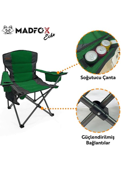 Echo Katlanır Kamp Sandalyesi Soğutucu Çantalı Yeşil
