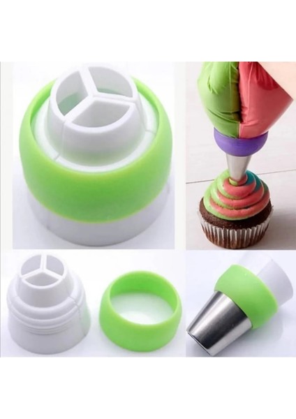 Rus Duyu Adaptörü 3 Bölmeli Duy Adaptörü Krema Sıkma Torbası Ucu Pasta Krema Şekillendirici