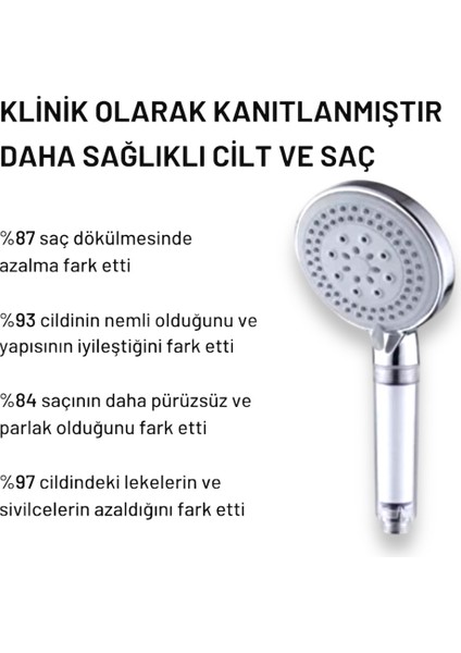 5 Adet Yedek Filtreli Duş Başlığı Kireç Önleyici Özellikli Su Tasarruflu Lüks Model