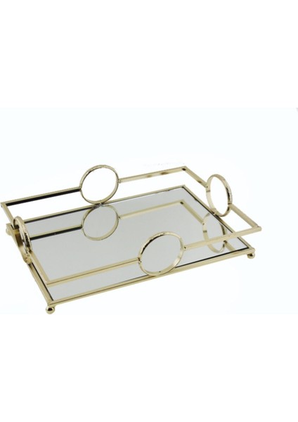 31 x 21 cm Metal Tepsi Aynalı Masa Sunum Organizasyon