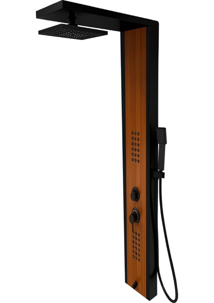 Massage Shower Panel Çift Renk Victoria Siyah- Teak Ağacı Desenli Premium Lena fiyatları