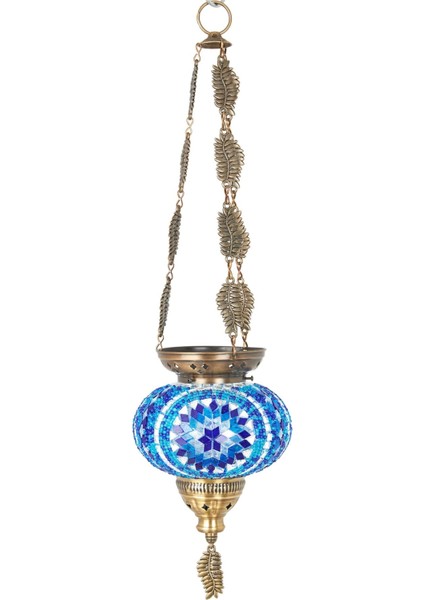 Türk Mozaik Otantik Etnik Mumluk Avize Tavan Askılı Mum Tutucu Şamdan, 60 cm