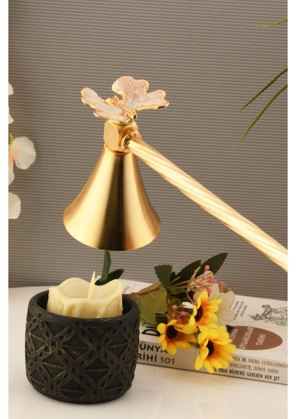 Kelebek Figürlü Mum Söndürme Aleti Metal Mum Söndürücü Altın Renk - Bej Mine indirimleri