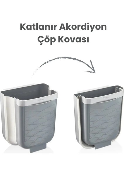 Katlanabilir Askılı Mutfak Tezgahaltı Çöp Kovası - Dolap Içi Gizlenebilir Akordiyon Çöp Kovası | Gri fiyatları
