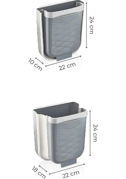 Katlanabilir Askılı Mutfak Tezgahaltı Çöp Kovası - Dolap Içi Gizlenebilir Akordiyon Çöp Kovası | Gri modelleri