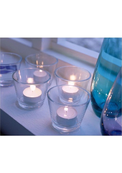 8'li Set Tealight Mumluk Yükseklik: 6 cm Ikea 8 Adet Cam Tealiht Mum Kabı Şeffaf