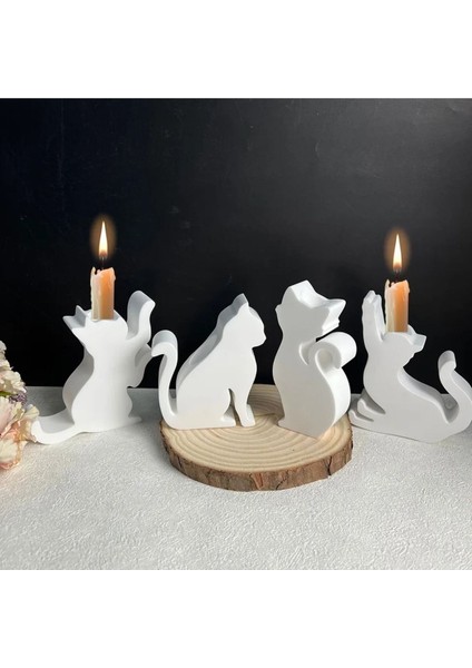 Minimal Kedi Model Mumluk Şamdan modelleri