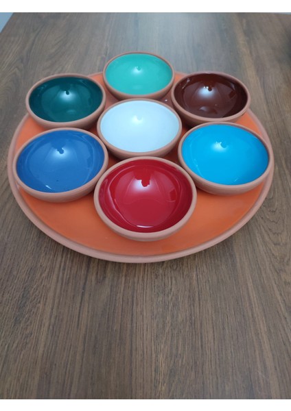 Store Servis Tabağı+7 Kase -Toprak Dekoratif Sırlı Çerezlik Reçellik Sunumluk modelleri