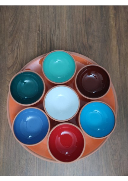 Store Servis Tabağı+7 Kase -Toprak Dekoratif Sırlı Çerezlik Reçellik Sunumluk fırsatları