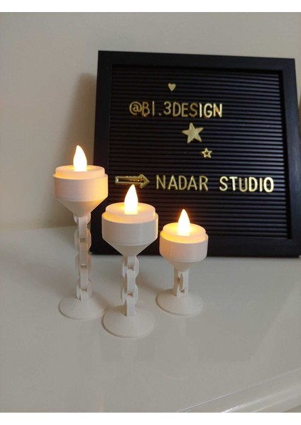 Zincir Şekilli 3’lü Dekoratif Tealight Mumluk Seti