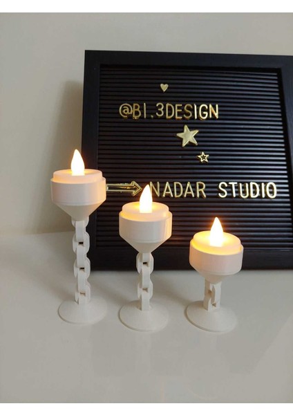 Zincir Şekilli 3’lü Dekoratif Tealight Mumluk Seti