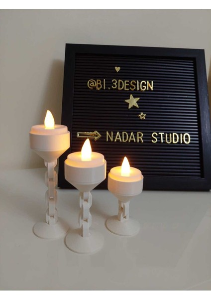 Zincir Şekilli 3’lü Dekoratif Tealight Mumluk Seti