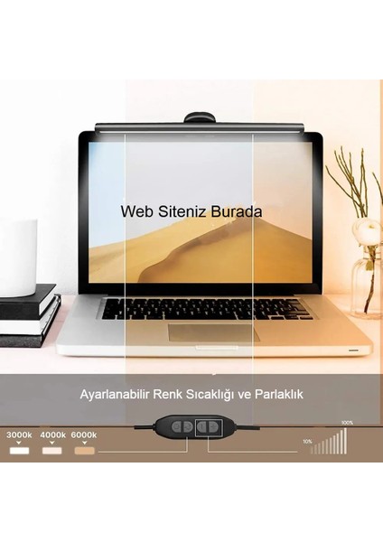Laptop Pc Monitör Işığı Göz Koruyucu USB Li Kısılabilir LED Yansımasız, 3 Renk Modlu Işık Çubuğu modelleri
