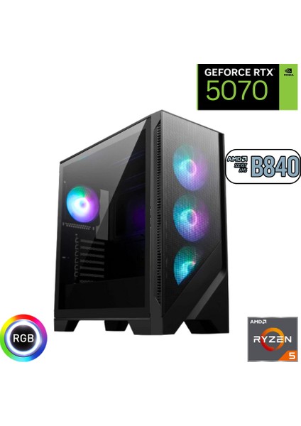 Ryzen 5 7500F 32GB Ddr5 2tb SSD Rtx 5070 12GB B840 Wi Fi Anakart Masaüstü Bilgisayarı