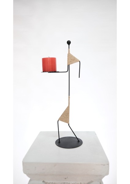 Metal Vintage Iskandinav Demir Şamdan 50 cm 1 Siyah 50 cm