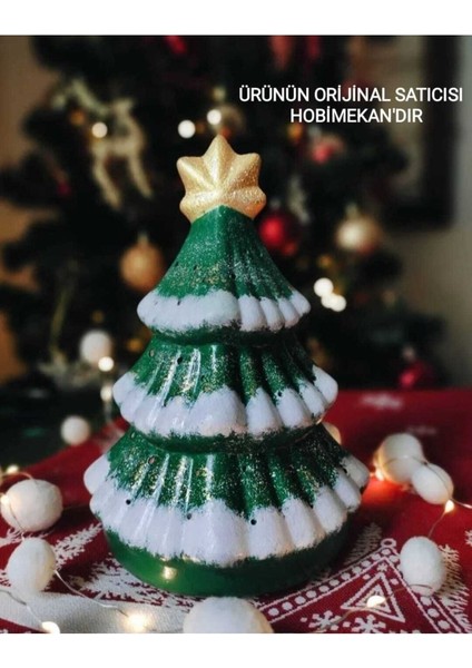 Seramik Çam Ağacı Yılbaşı Noel Mumluk Biblo