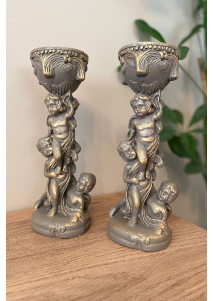 2'li Melek Şamdan Mumluk