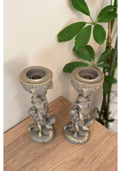 2'li Melek Şamdan Mumluk