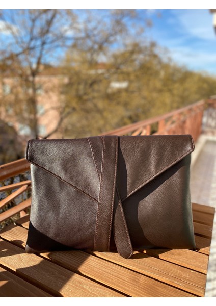 Talkıng Dreams Kahverengi Deri Kapaklı Bağlamalı Clutch