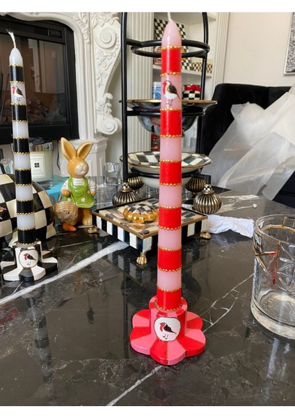 El Boyama Pip Love Birds Kuş Desenli Mumluk Şamdan 1 Adet (Kırmızı) indirimleri