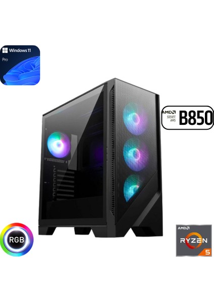 Ryzen 5 7500F 64GB Ddr5 2tb SSD Rtx 5070 12GB B850 Wi Fi Anakart Windows 11 Pro Masaüstü Bilgisayarı