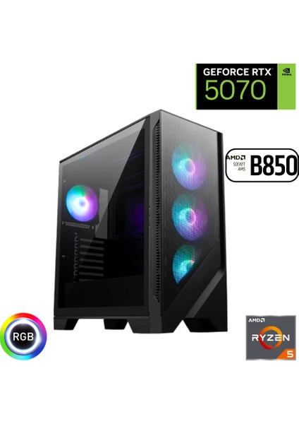 Ryzen 5 7500F 32GB Ddr5 1tb SSD Rtx 5070 12GB B850 Wi Fi Anakart Masaüstü Bilgisayarı