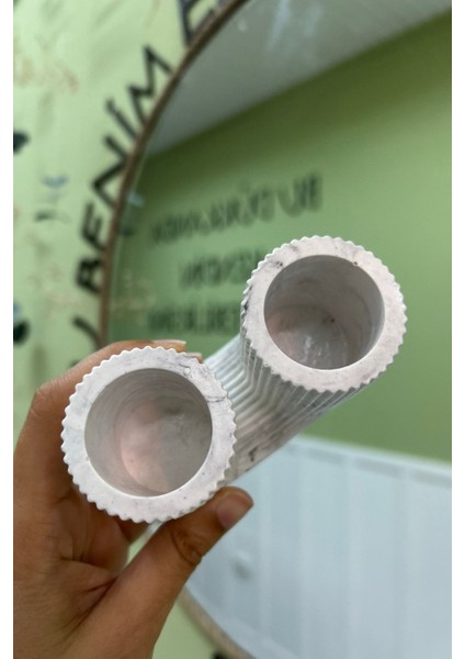 Gri Mermer Desenli Şamdan - Gri Mermer Desenli Küçük U Vazo modelleri