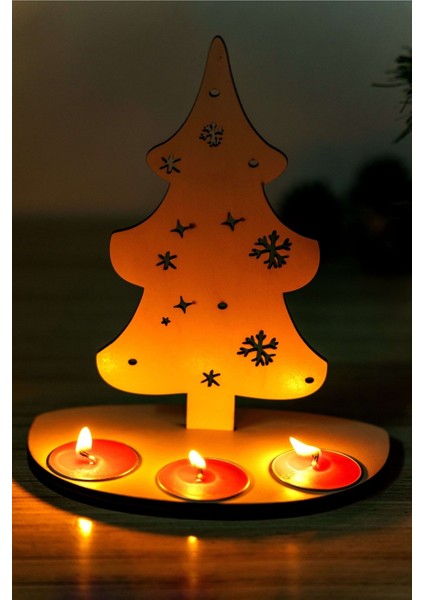 Yılbaşı Çam Ağacı Ahşap Mumluk fiyatları