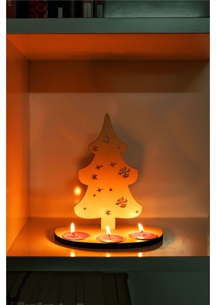 Yılbaşı Çam Ağacı Ahşap Mumluk modelleri