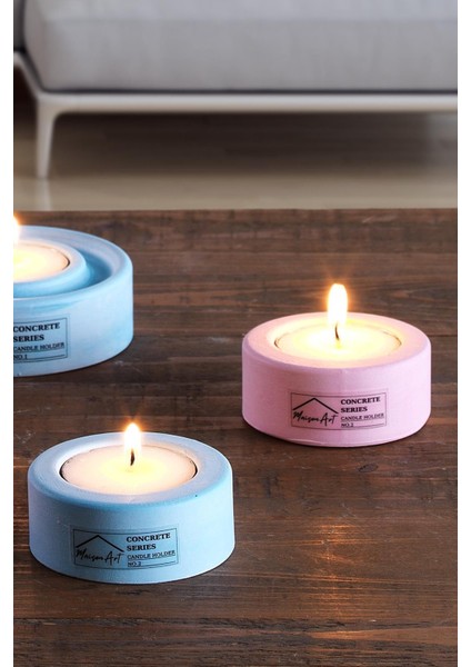 Holder | 4'lü Set Mumluk | Tea Light Mumluk Seti | Pembe-Mavi